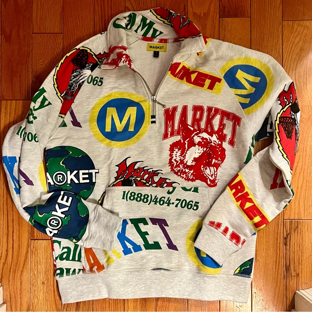 Chinatown market all over print 3/4 zip